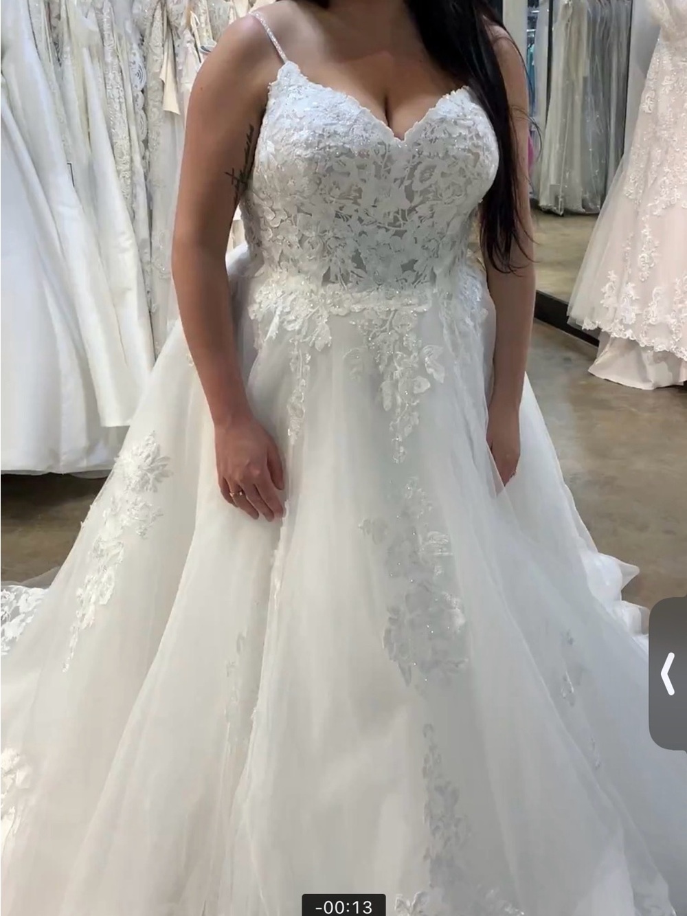 Lace Appliqué A-Line Bridal Dress in White/Taupe